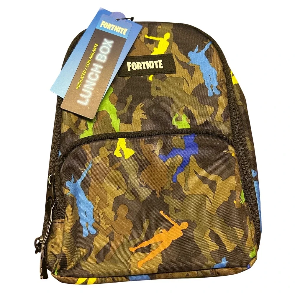 Fortnite Lunch Box Kids OS Black Camo Polyester Insulated Emote Print NEW